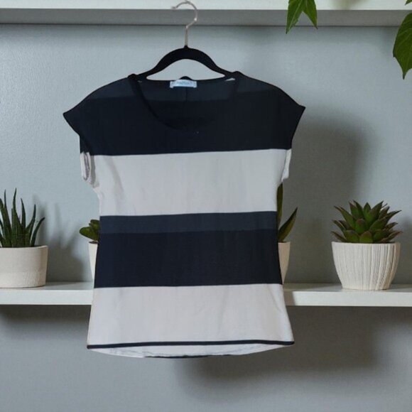 MaxMara Black and Tan Striped Women's Top - Picture 1 of 5